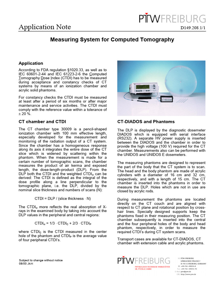 CTDI Measurement System for CT Scans | PDF | Ct Scan | Medical Imaging