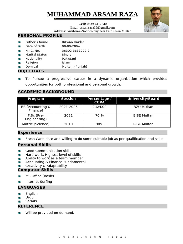 Muhammad Arsam Raza | PDF