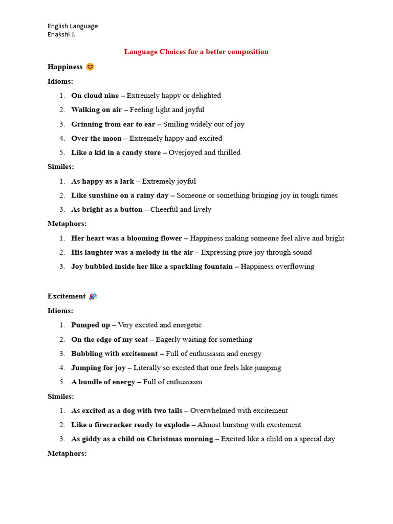 Language Choices For A Better Composition | PDF | Jealousy