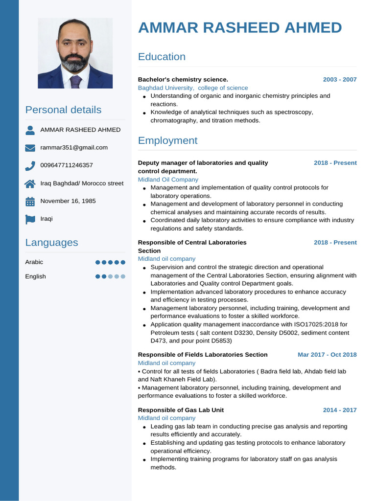 Resume Ammar Rasheed Ahmed 20-03-2025 01-00-55 | PDF | Analytical ...