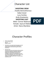 Character List: Shooting Crew