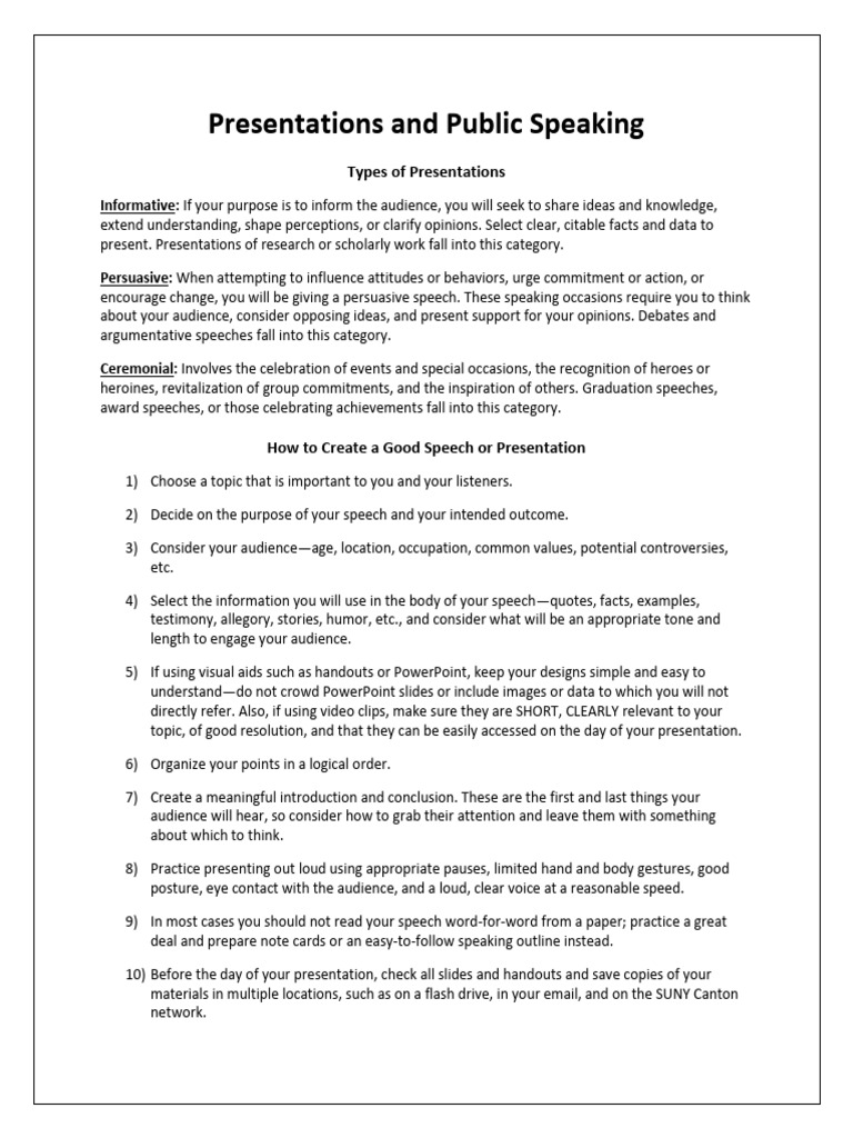 Effective Public Speaking Tips | PDF | Public Speaking | Microsoft ...