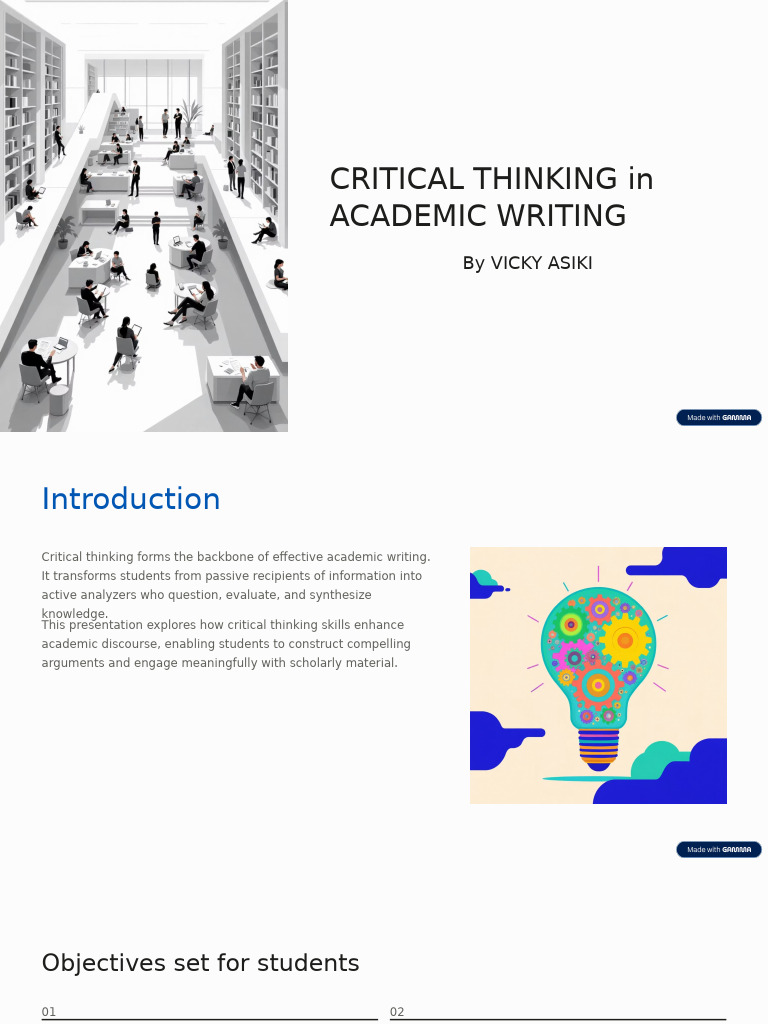 Enhancing Academic Writing with Critical Thinking | PDF | Critical ...