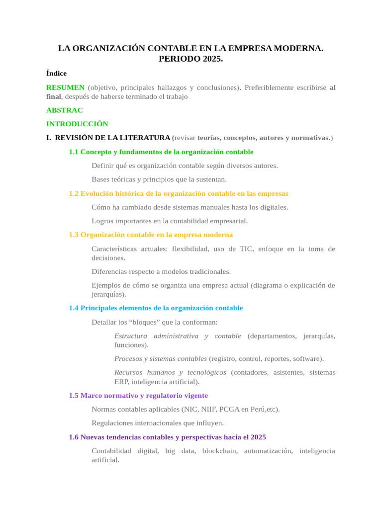Organización Contable en Empresas 2025 | PDF | Contabilidad ...