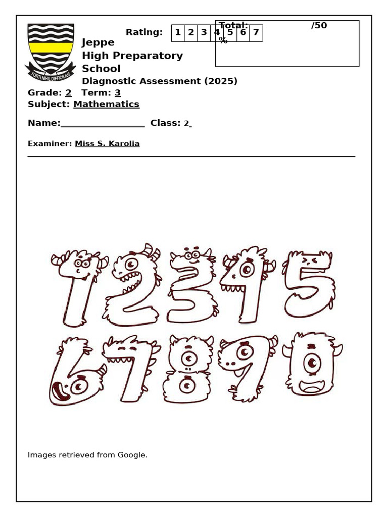 Diagnostic Test Header MATHS TERM 3 2025 | PDF | Numbers | Mathematics