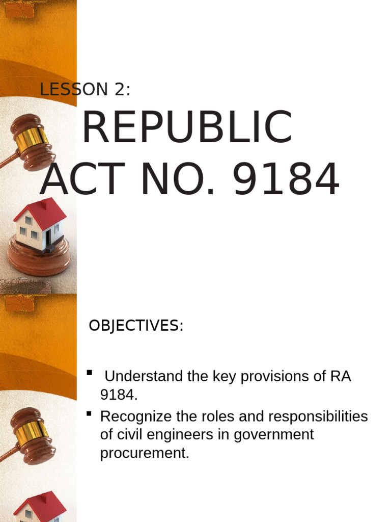 Overview of RA 9184 Provisions | PDF | Arbitration | Procurement