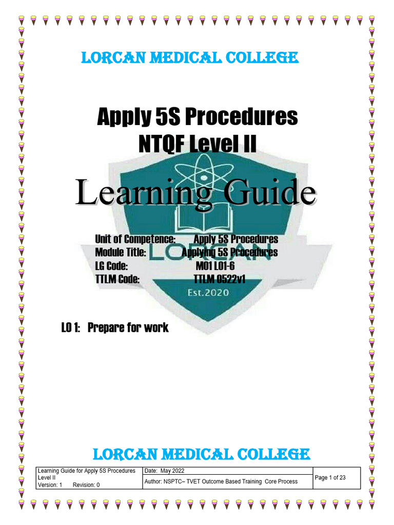 5S Procedures Learning Guide Level II | PDF | Occupational Safety And ...