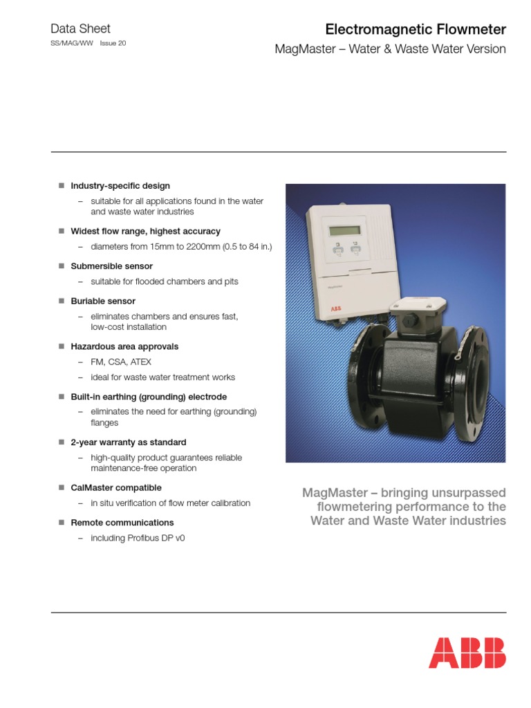 Abb Flow Meter Mag WW 20 PDF Flow Measurement Power Supply