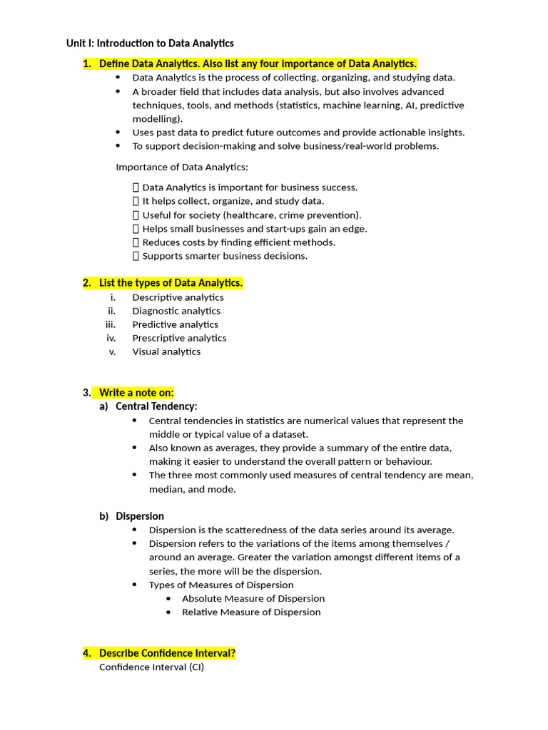 Introduction to Data Analytics Concepts | PDF | Data Analysis ...