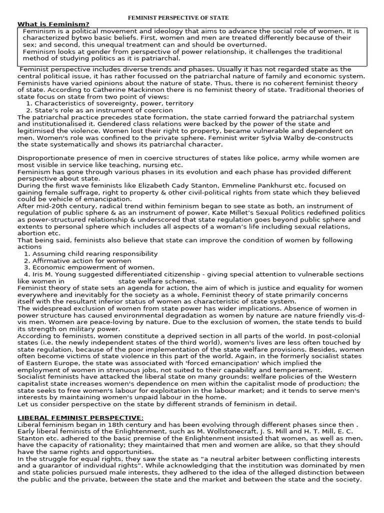 Feminist Perspectives on State Power | PDF | Feminism | Gender Studies
