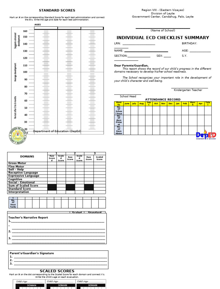 Individual ECD Checklist Summary Report | PDF | Psychological Concepts ...
