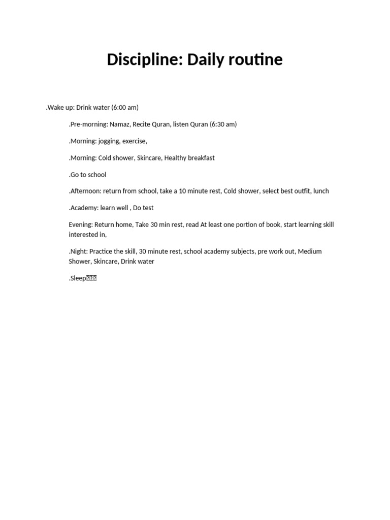 Daily Routine for Optimal Discipline | PDF