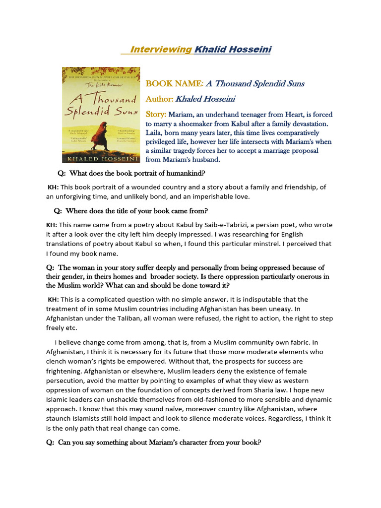 Khaled Hosseini on A Thousand Splendid Suns | PDF