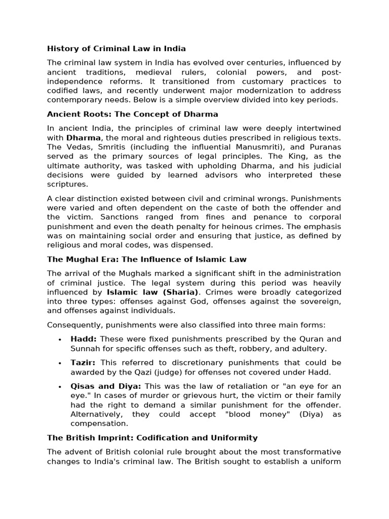 Evolution of Criminal Law in India | PDF | Crimes | Crime & Violence