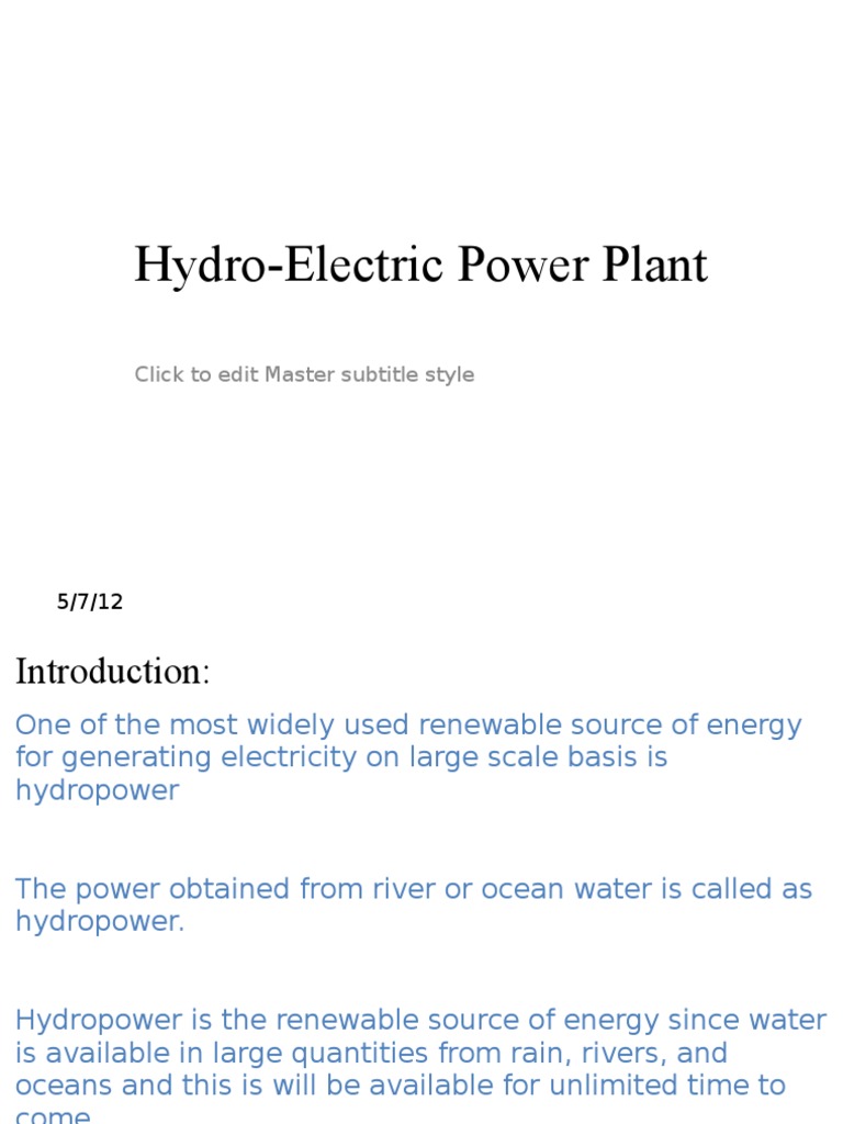 HydroElectric Power Plant Lecture PDF Dam Hydroelectricity