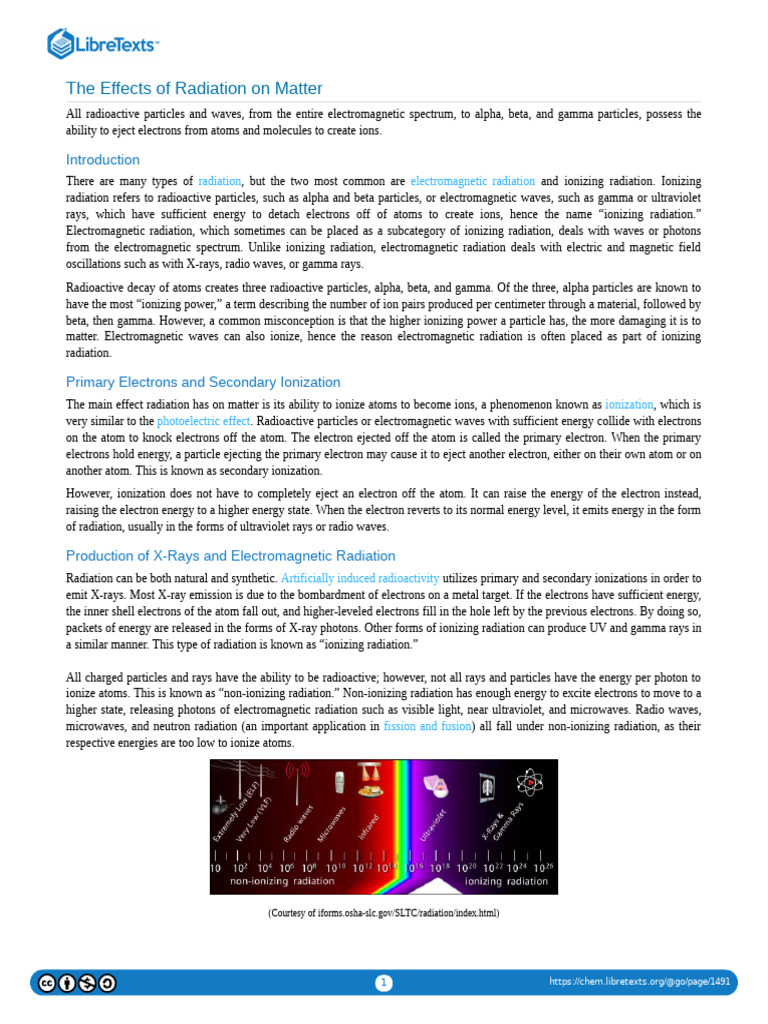 The Effects of Radiation On Matter | PDF | Radiation | Ionizing Radiation