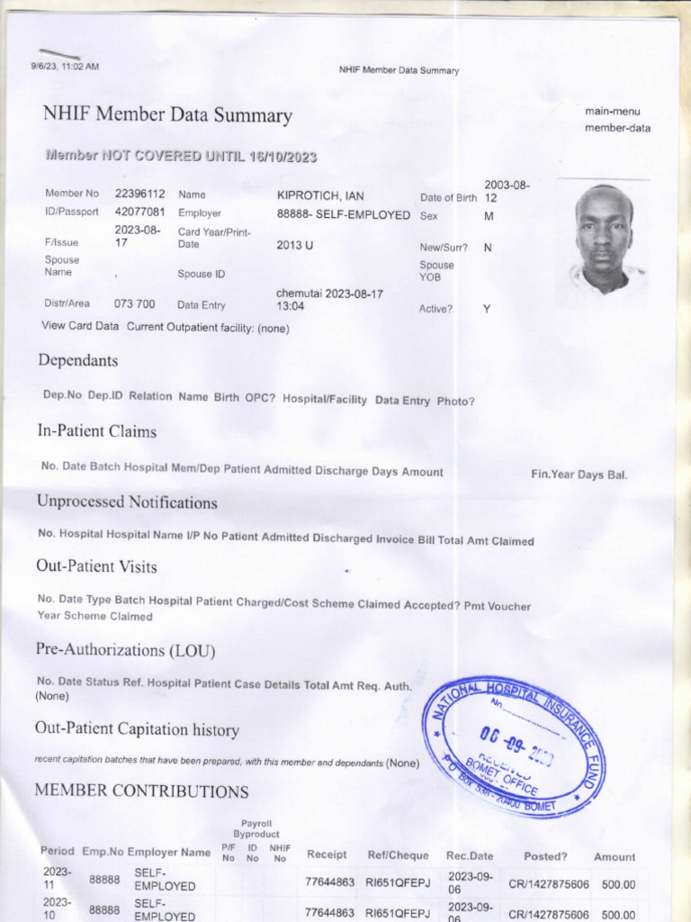NHIF Data Form | PDF