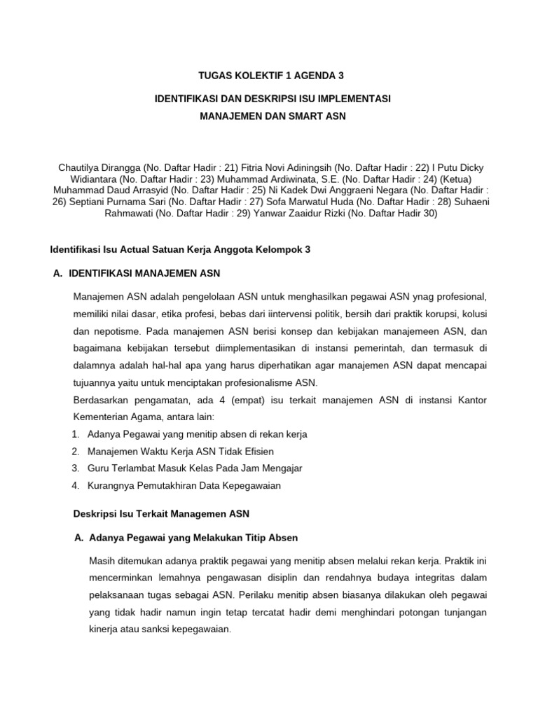 Isu Manajemen dan Smart ASN Kemenag | PDF