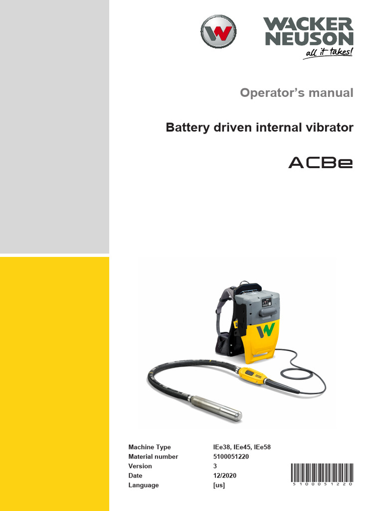 ACBe Internal Vibrator Operator Manual | PDF | Safety | Occupational ...