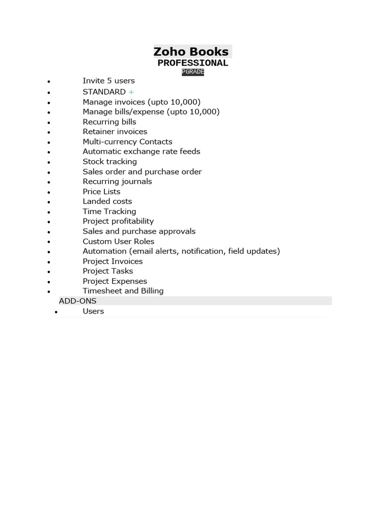 Zoho Books Features Overview | PDF