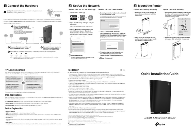TP-Link AX3000 Router Setup Guide | PDF | Computer Network | Wi Fi