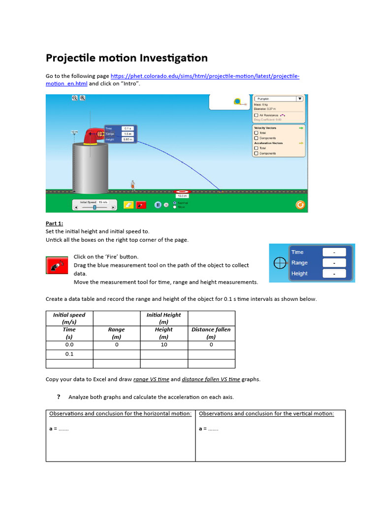 Projectile Motion Experiment Guide | PDF | Velocity | Acceleration