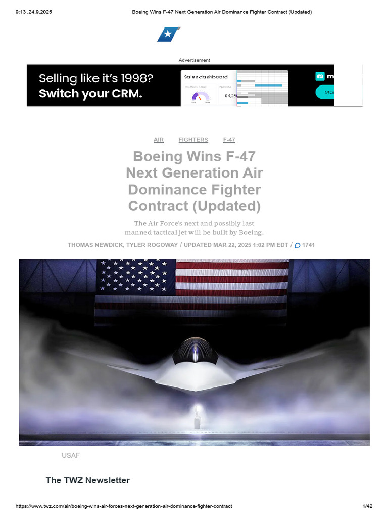 Boeing Secures F-47 Fighter Contract | PDF | Fighter Aircraft | Aviation