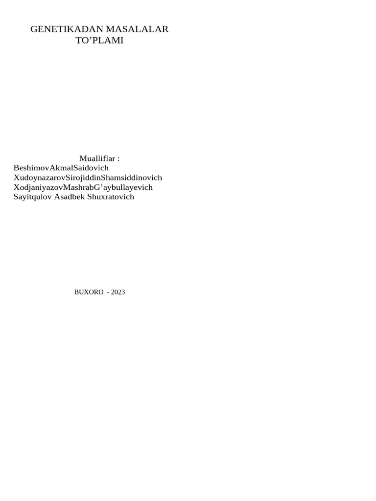 Genetika Kitobcha Yangi Tahrir 27. 10. 2023 | PDF