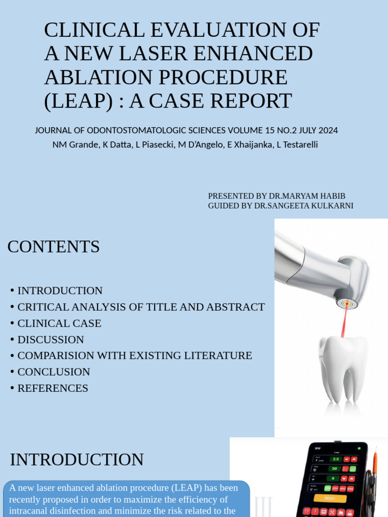 Clinical Evaluation of LEAP Procedure | PDF | Dentistry | Medical ...