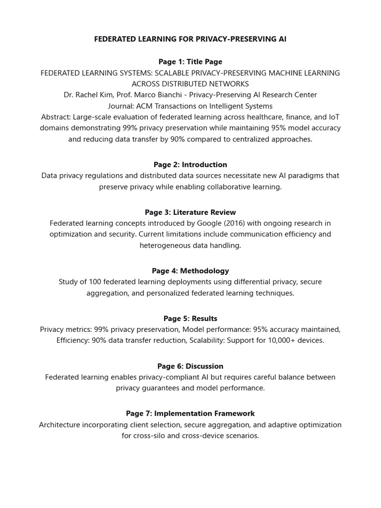 Federated Learning for Privacy in AI | PDF