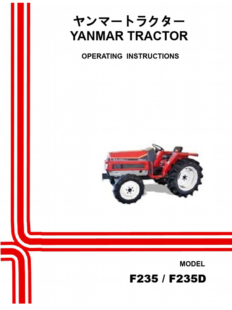 Yanmar F235/F235D Operation Manual | PDF | Tractor | Clutch