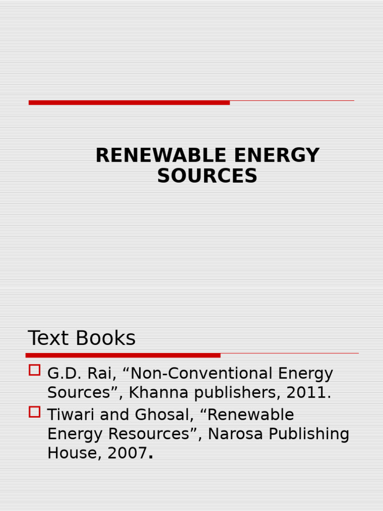 Overview of Renewable Energy Sources | PDF | Renewable Energy | Energy ...