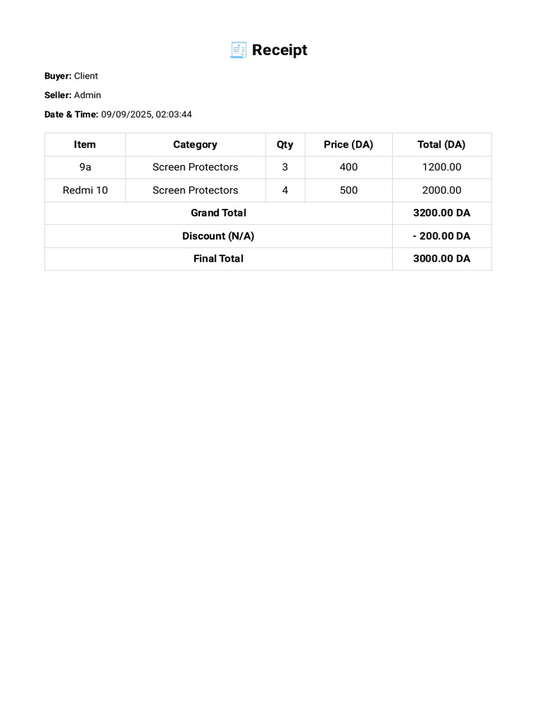 Receipt for Screen Protectors Purchase | PDF