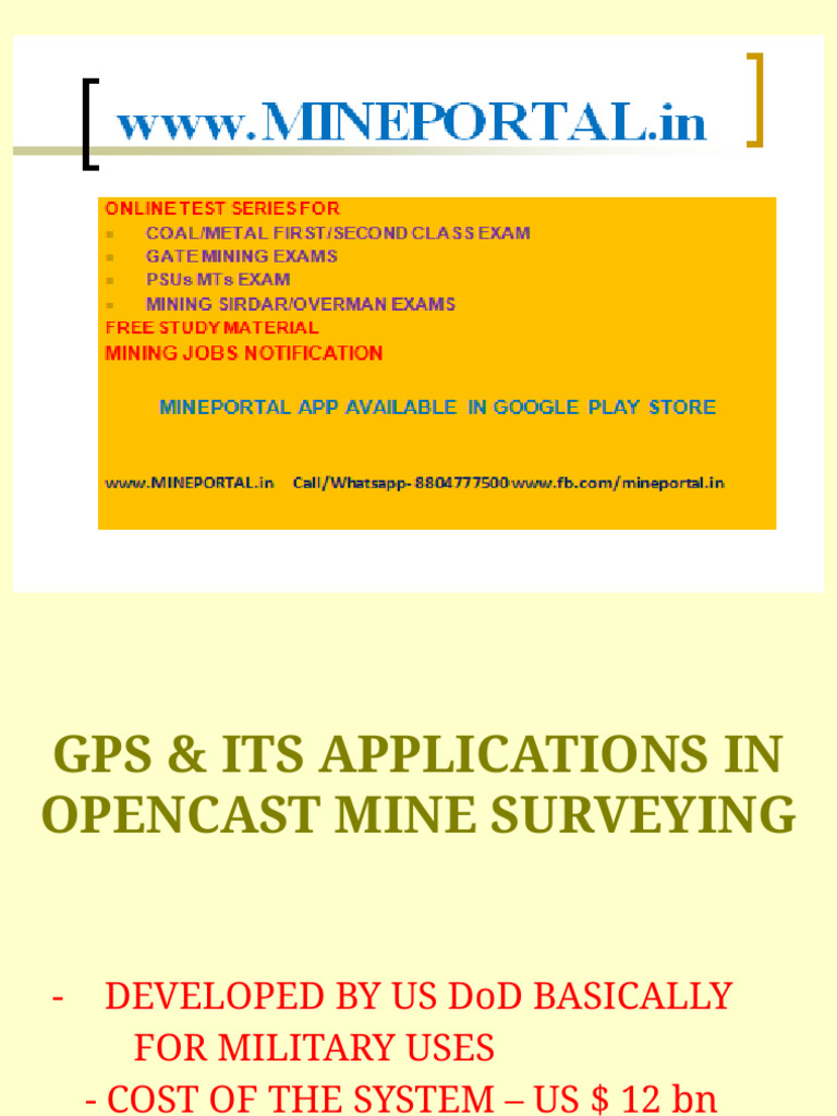 GPS Applications in Opencast Mining | PDF | Global Positioning System ...