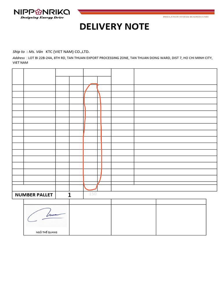 Delivery Note KTC Ktm064-24, Ktm076-24, Ktm096-24 | PDF