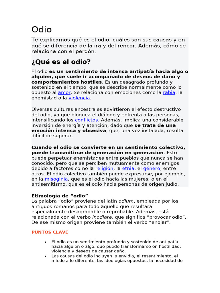 Significado y causas del odio | PDF | Odio | Ira