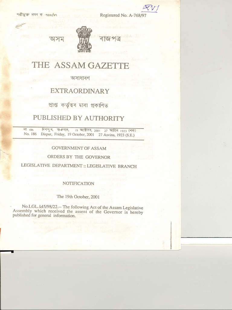 The Assam Entry Tax (Amendment) Act, 2001. | PDF