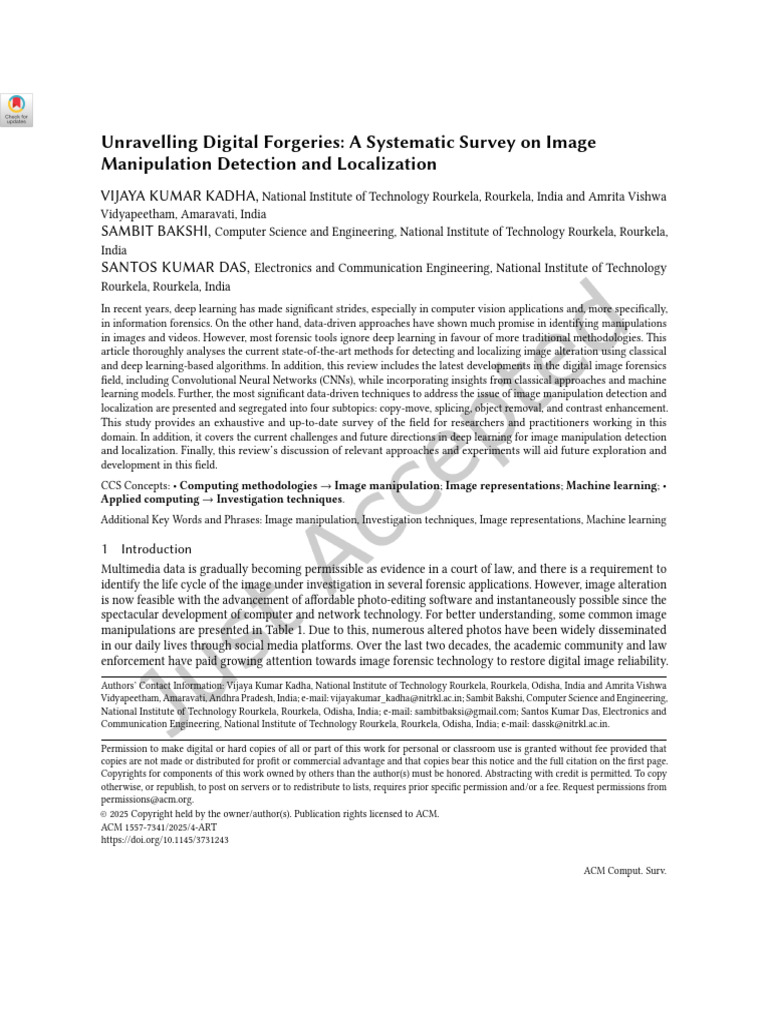 Image Manipulation Detection Review | PDF | Deep Learning | Image Editing