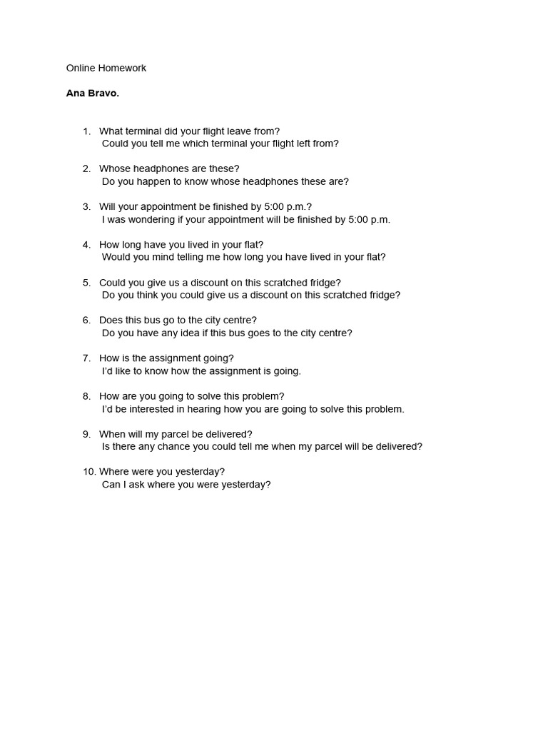 Common Questions for Interviews and Homework | PDF