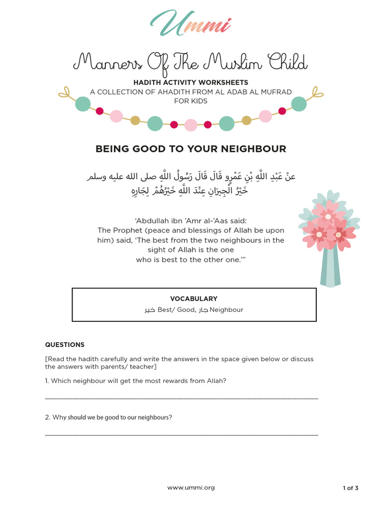 Hadith Activity Worksheet 02 | PDF | God In Islam | Abrahamic Religions