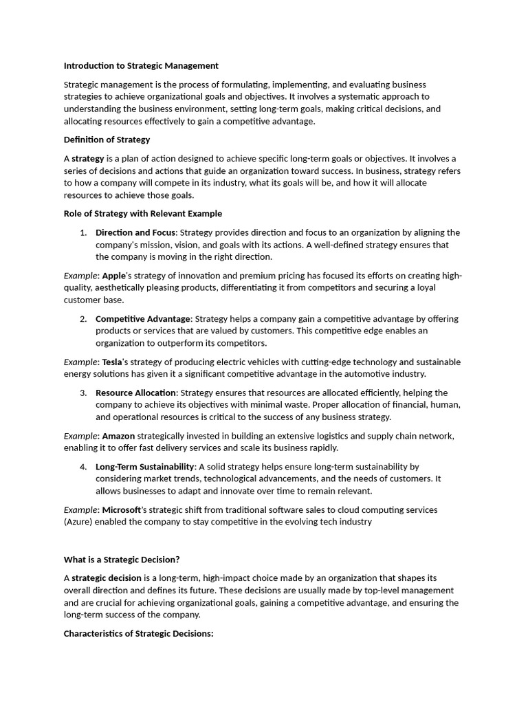 Introduction To Strategic Management | PDF | Strategic Management ...