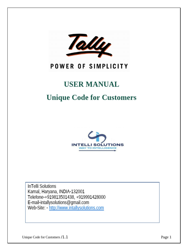 User Manual Unique Code For Customers | PDF | Computing | Software ...