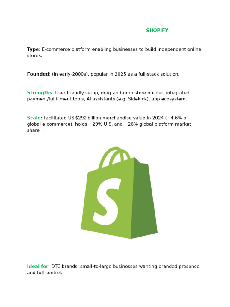Shopify: Leading E-commerce Platform | PDF