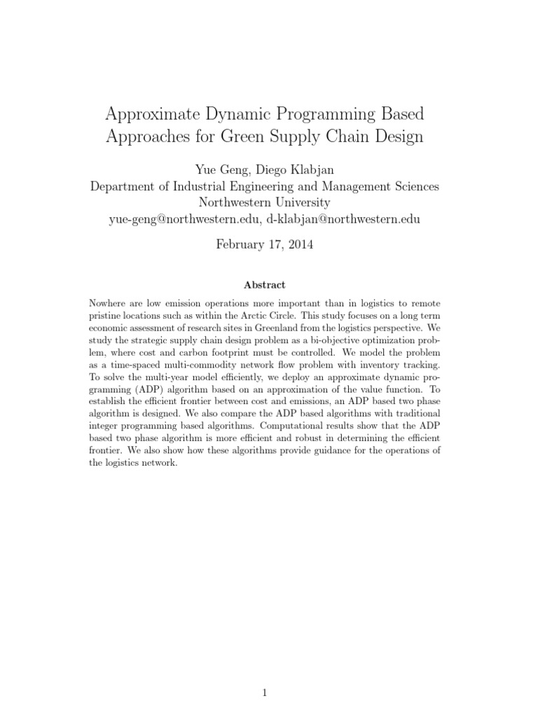 Green Supply Chain Design Optimization | PDF | Mathematical Optimization