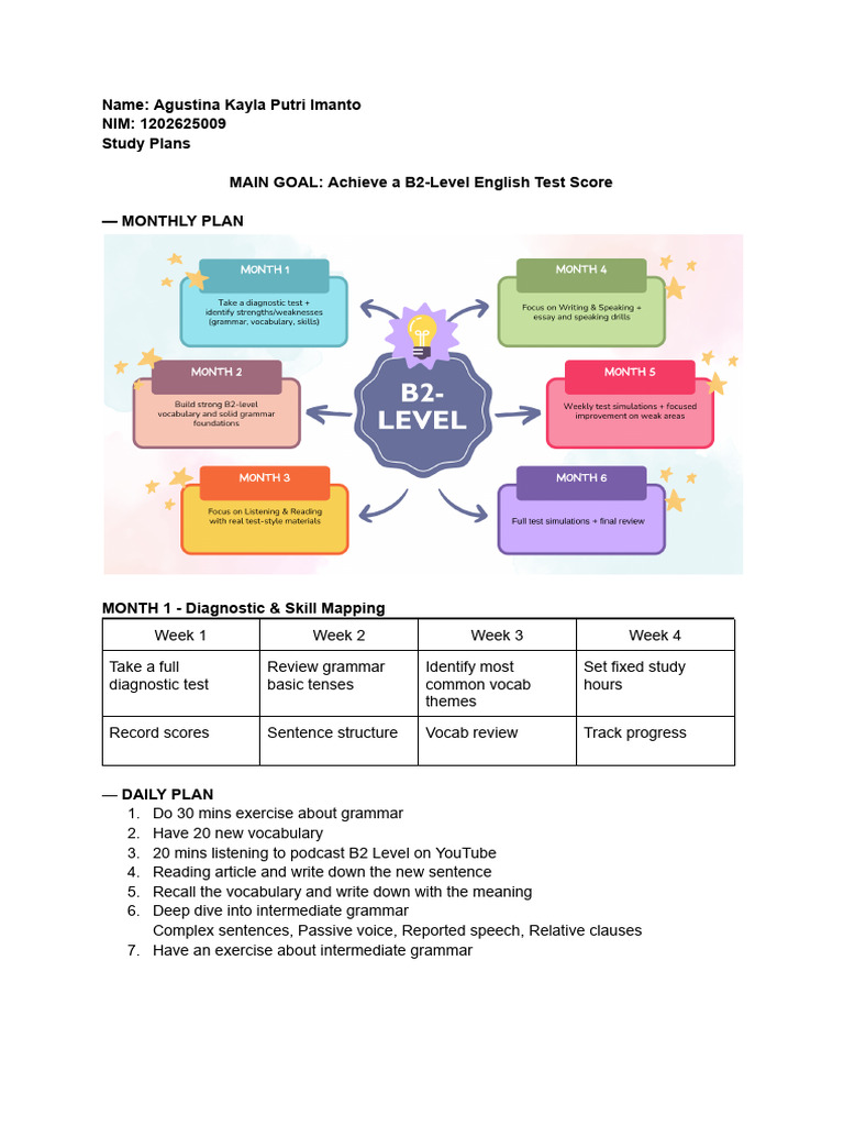 B2 English Test Preparation Plan | PDF | Vocabulary | Phrase