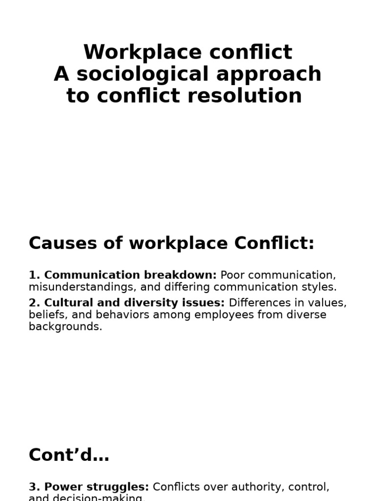 Workplace Conflict A Sociological Approach To Conflict Resolution | PDF
