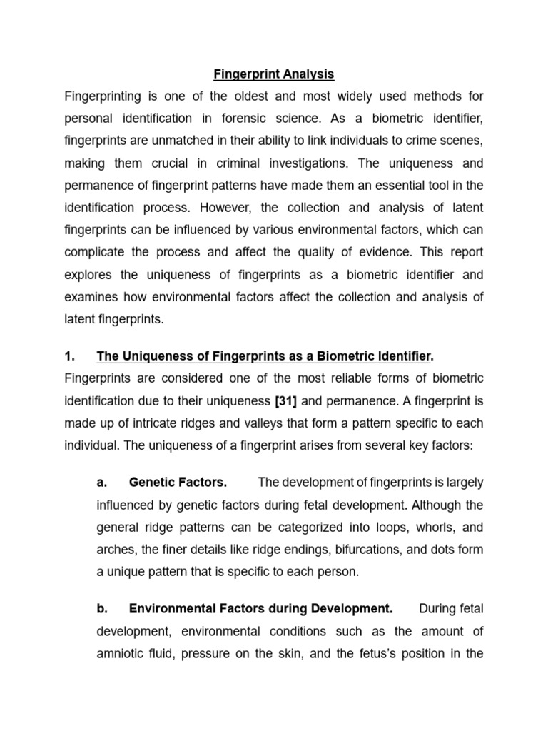 Fingerprint Analysis and Environmental Impact | PDF | Fingerprint