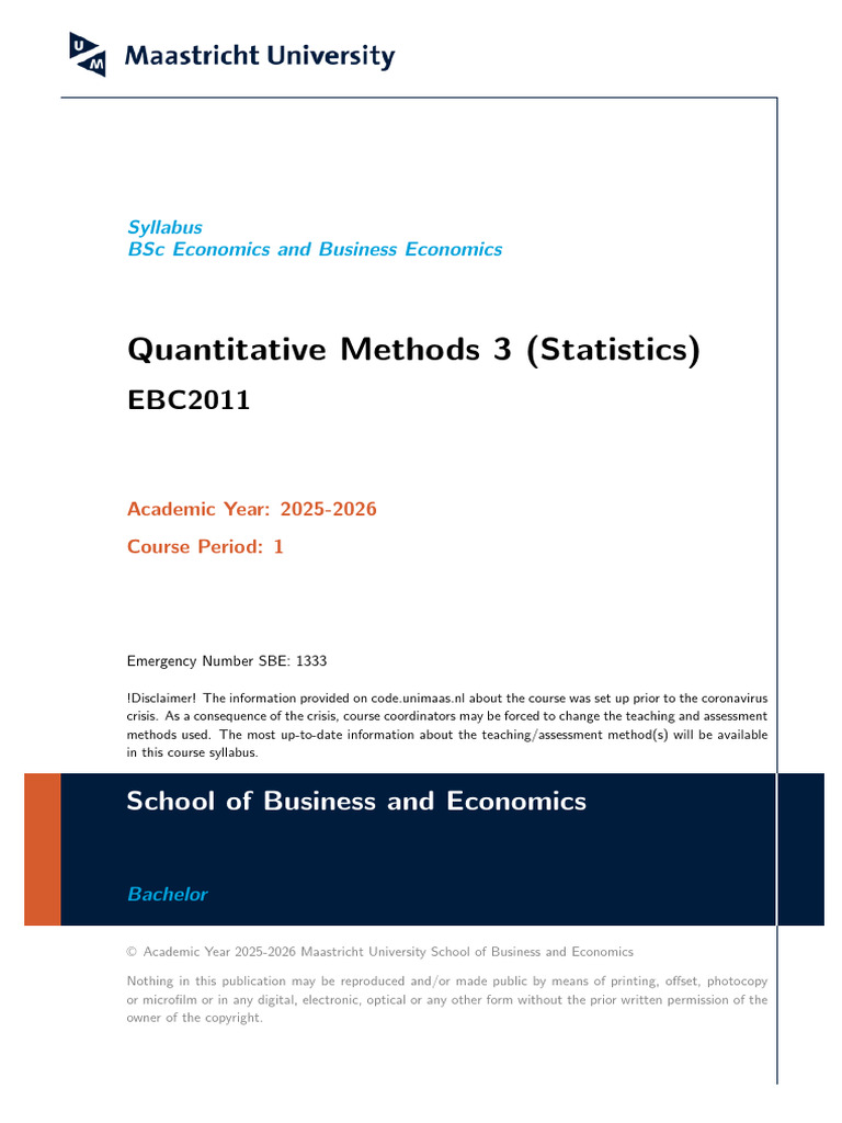 BSc Economics: QM3 Statistics Syllabus | PDF | Errors And Residuals ...