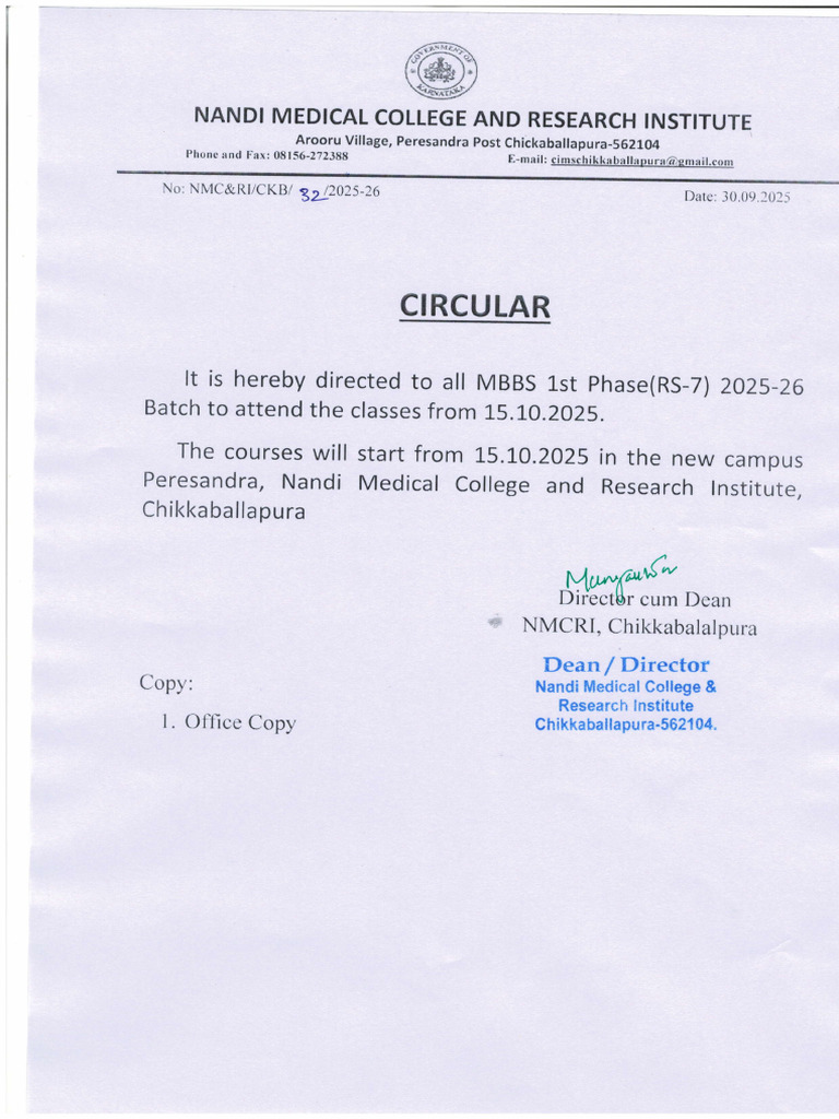 2025-26 Batch Circular | PDF