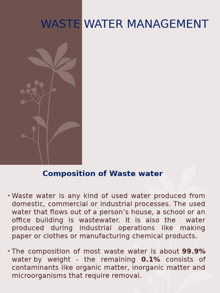 Wastewater Management and Treatment Systems | PDF | Sewage Treatment ...